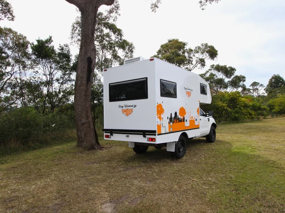 2026 Made by Smidge Long Weekend — front exterior view showing the compact profile that fits in a standard car space