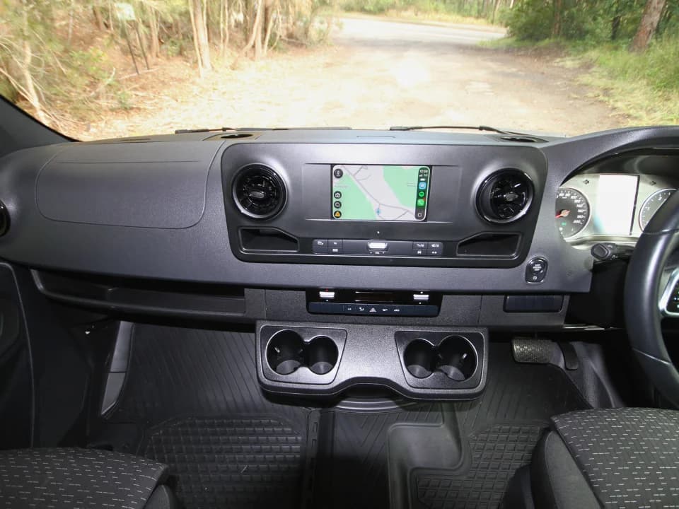 Sprinter touchscreen infotainment with Apple CarPlay navigation active