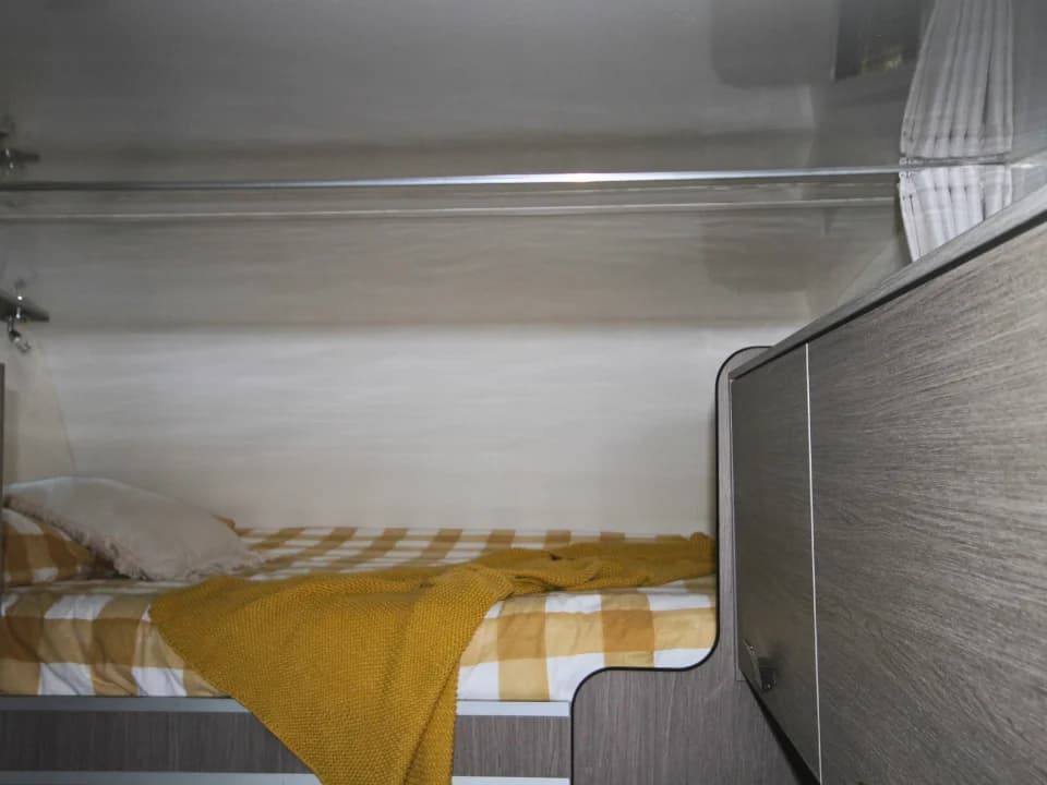 Saxby F-2 demo interior — nosecone cab bed above the driver area