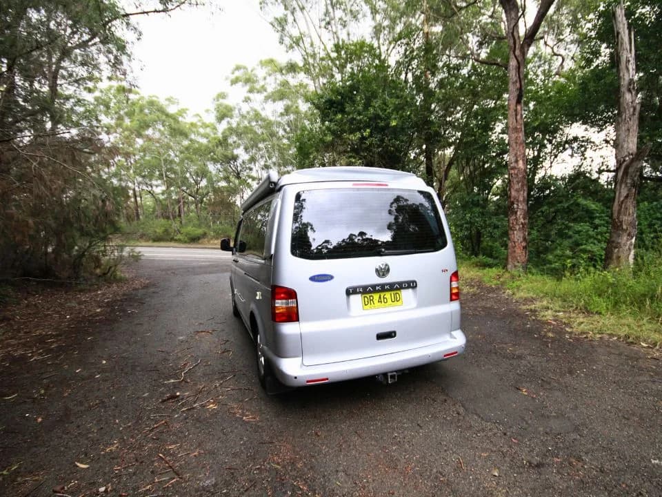 2007 Trakka Trakkadu T5 campervan — rear exterior with Trakkadu badge and tow bar