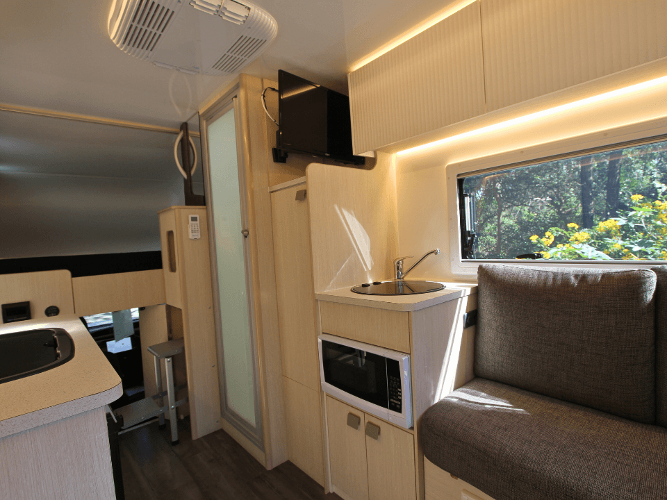 2024 Suncamper Sherwood E-2 interior — kitchen and lounge overview
